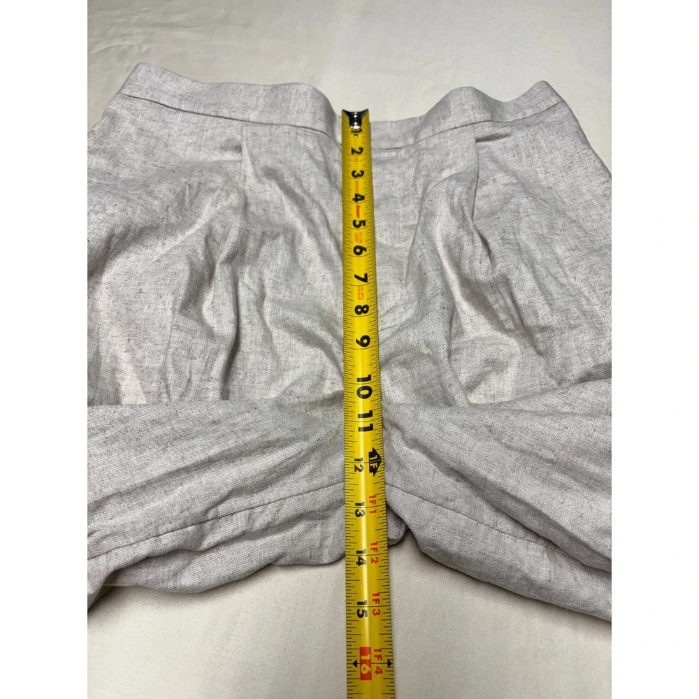 NWt Banana Republic Linen Blend High Rise Cropped Pants Flax Beige Women M 32X25